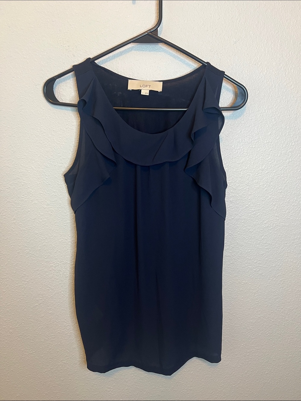 Loft Ruffle Scoopneck Tank Blue Size Small